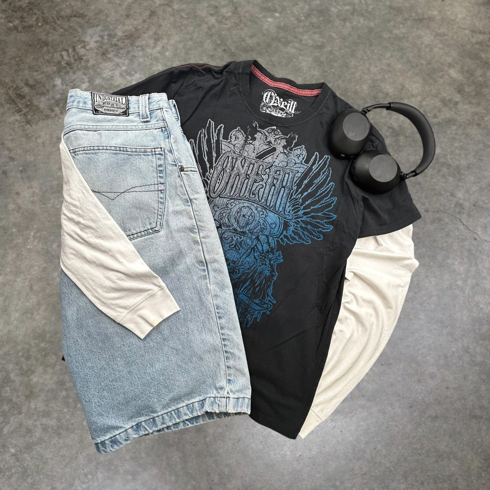 ONeill Vintage‎ Y2K Skater Grunge Graphic T-Shirt Black Blue Large RN 85773